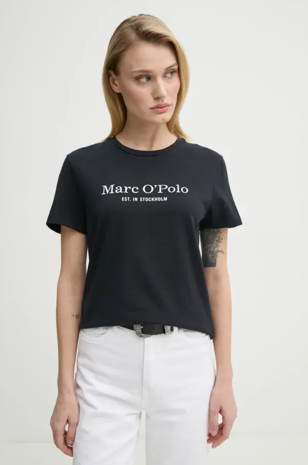 Marc O'Polo Bombažna kratka majica Marc O'Polo ženska, mornarsko modra barva, 502229351055