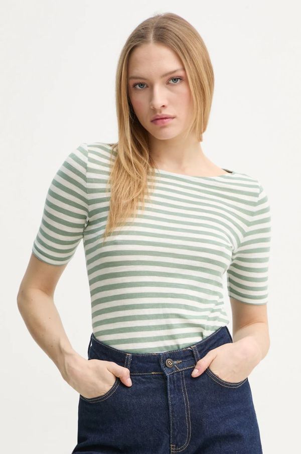 Marc O'Polo Bombažna kratka majica Marc O'Polo ženska, zelena barva, 502219651333