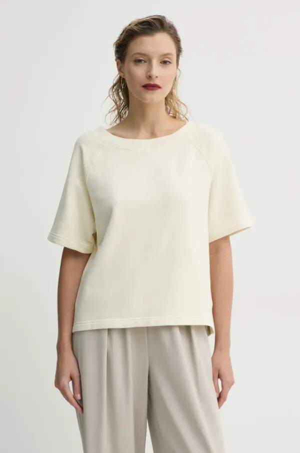 Marc O'Polo Bombažna kratka majica Marc O'Polo ženski, bež barva, 503417354139