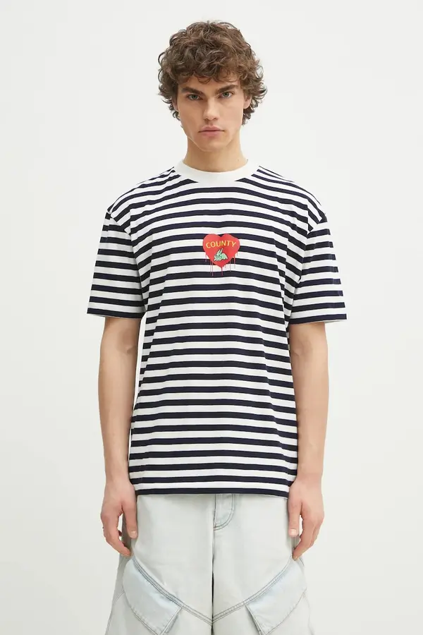 Marcelo Burlon Bombažna kratka majica Marcelo Burlon Bunny Heart Stripe Basic Tee White Navy