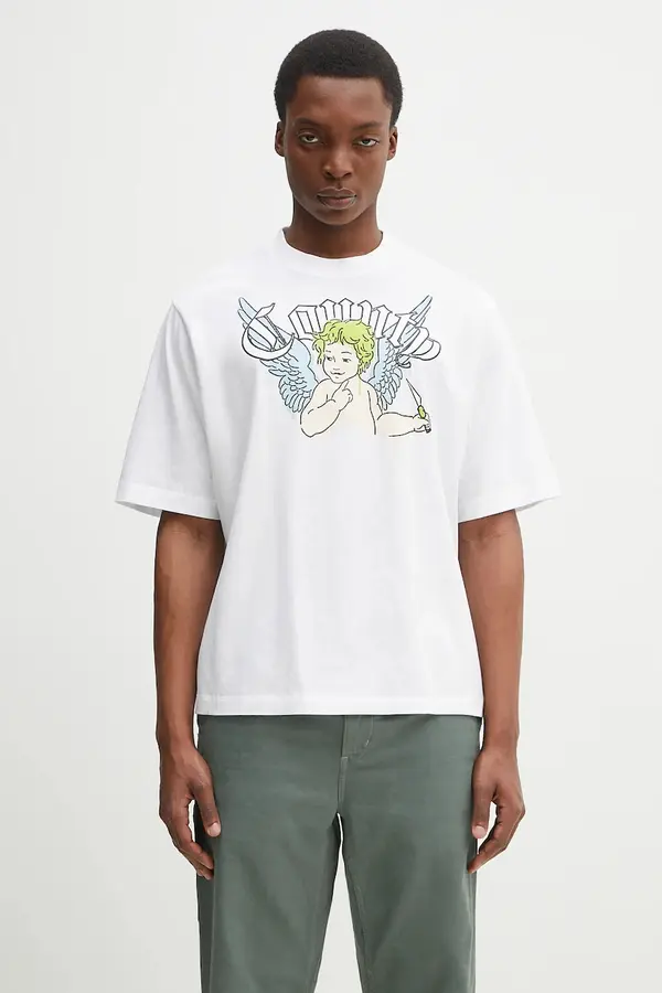 Marcelo Burlon Bombažna kratka majica Marcelo Burlon County Angel Boxy T-Shirt White Multicol