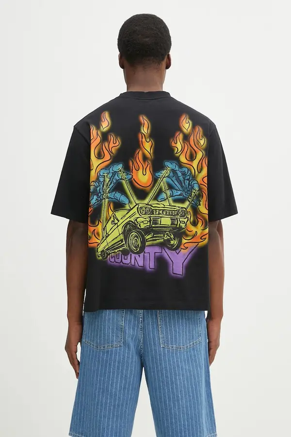 Marcelo Burlon Bombažna kratka majica Marcelo Burlon County Flame Boxy T-Shirt Black Red