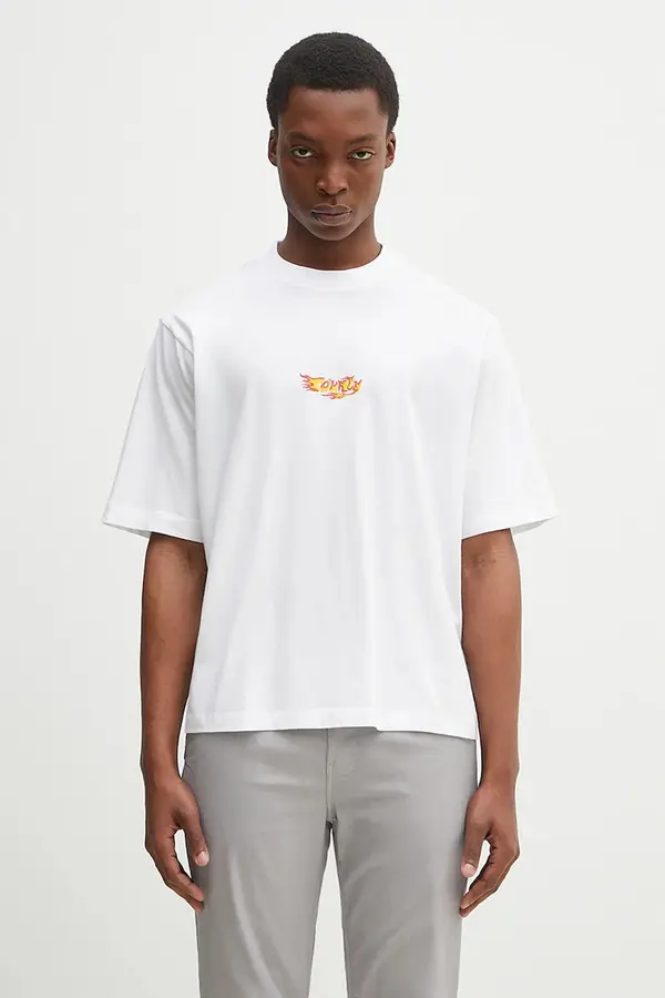 Marcelo Burlon Bombažna kratka majica Marcelo Burlon County Flame Boxy T-Shirt White Red