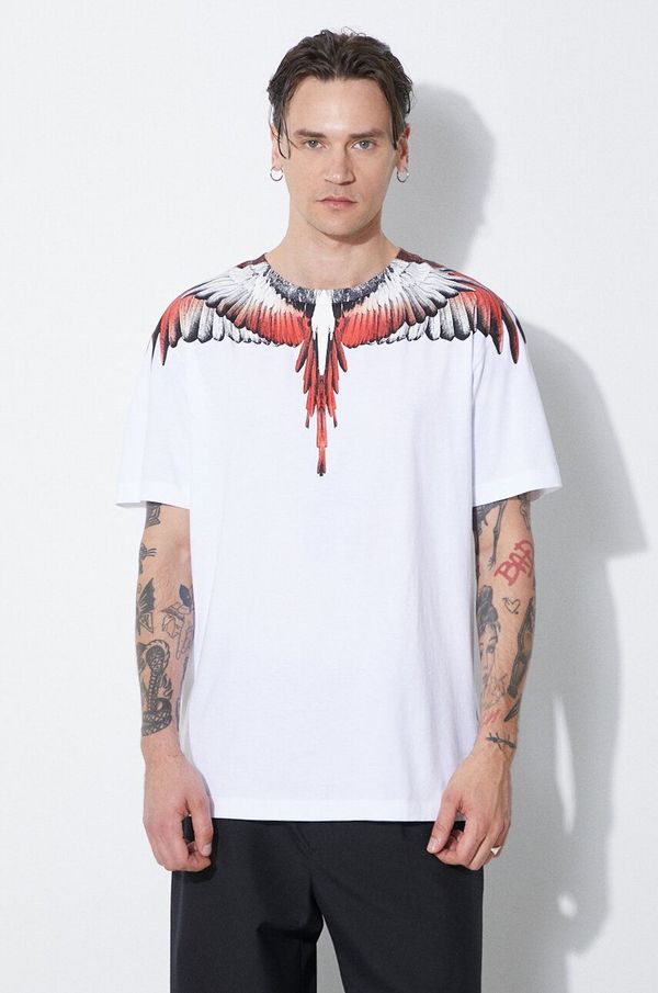 Marcelo Burlon Bombažna kratka majica Marcelo Burlon Icon Wings Basic moška, bela barva, CMAA056S24JER0010125