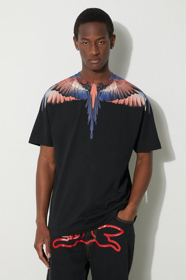 Marcelo Burlon Bombažna kratka majica Marcelo Burlon Icon Wings Basic moška, črna barva, CMAA056S24JER0011026