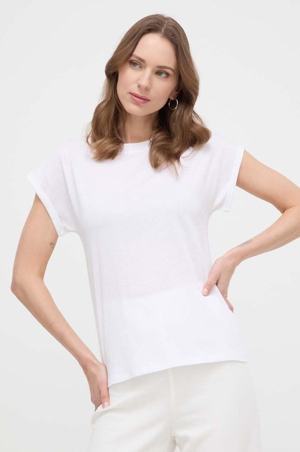 Marella Bombažna kratka majica Marella ženski, bela barva