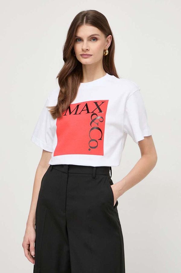 Max&Co. Bombažna kratka majica MAX&Co. x CHUFY ženska, bela barva