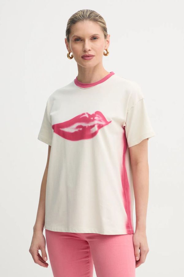 Max&Co. Bombažna kratka majica MAX&Co. x DC ženska, bež barva, 2518971011200