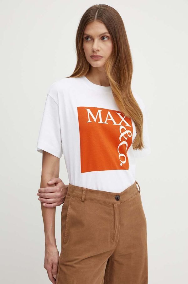 Max&Co. Bombažna kratka majica MAX&Co. ženska, bela barva, 2418971024200