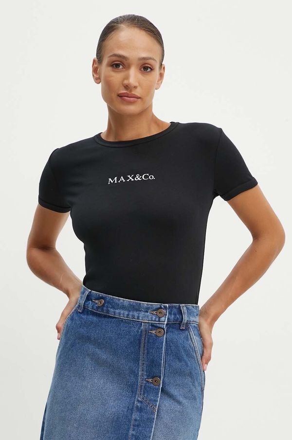 Max&Co. Bombažna kratka majica MAX&Co. ženska, črna barva, 2428976014200