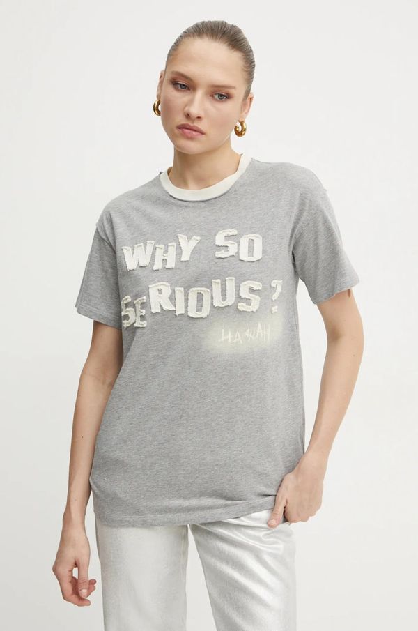 Max&Co. Bombažna kratka majica MAX&Co. ženska, siva barva, 2518971021200