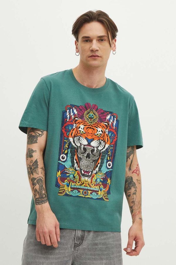 Medicine Bombažna kratka majica Medicine moški, turkizna barva