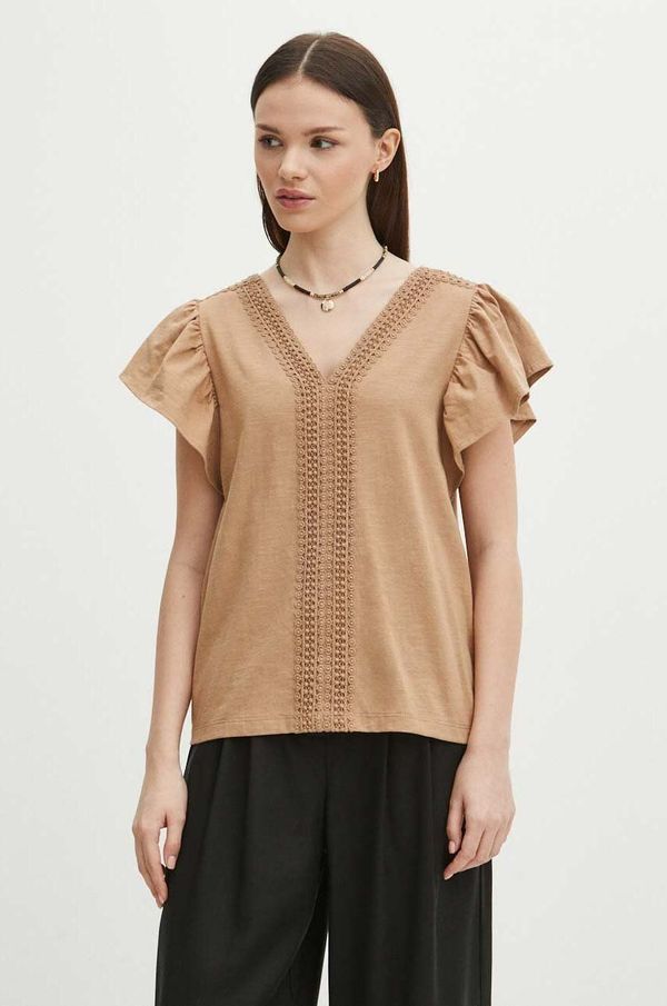 Medicine Bombažna kratka majica Medicine ženski, bež barva