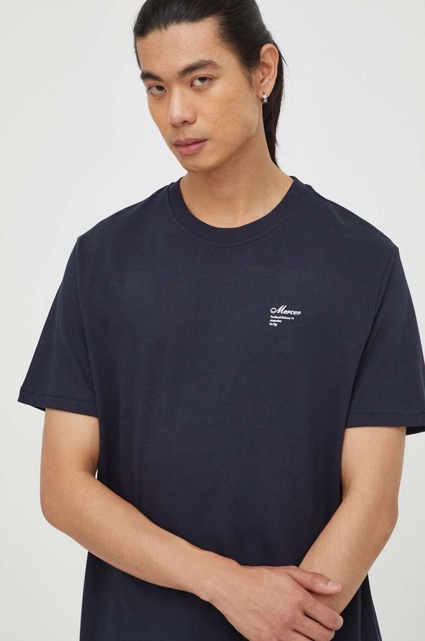 Mercer Amsterdam Bombažna kratka majica Mercer Amsterdam mornarsko modra barva