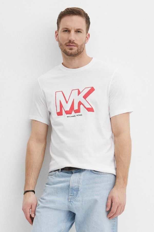 Michael Kors Bombažna kratka majica Michael Kors moški, bela barva