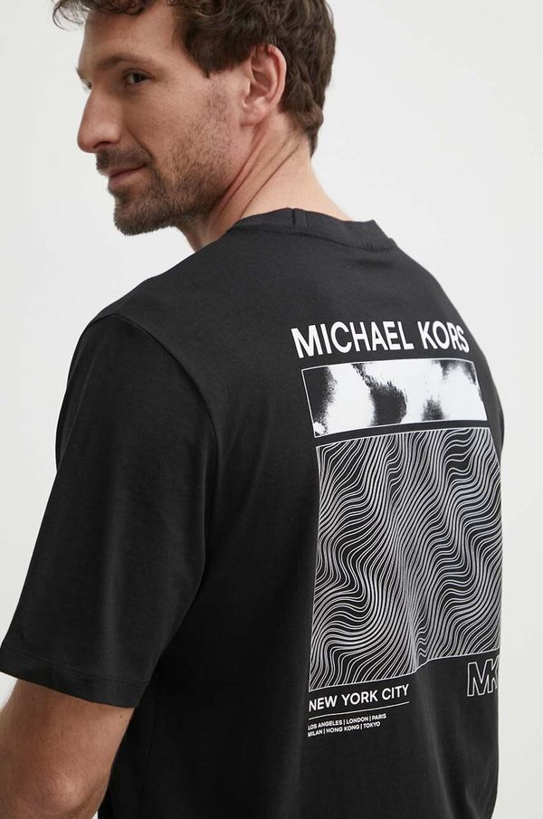 Michael Kors Bombažna kratka majica Michael Kors moški, črna barva