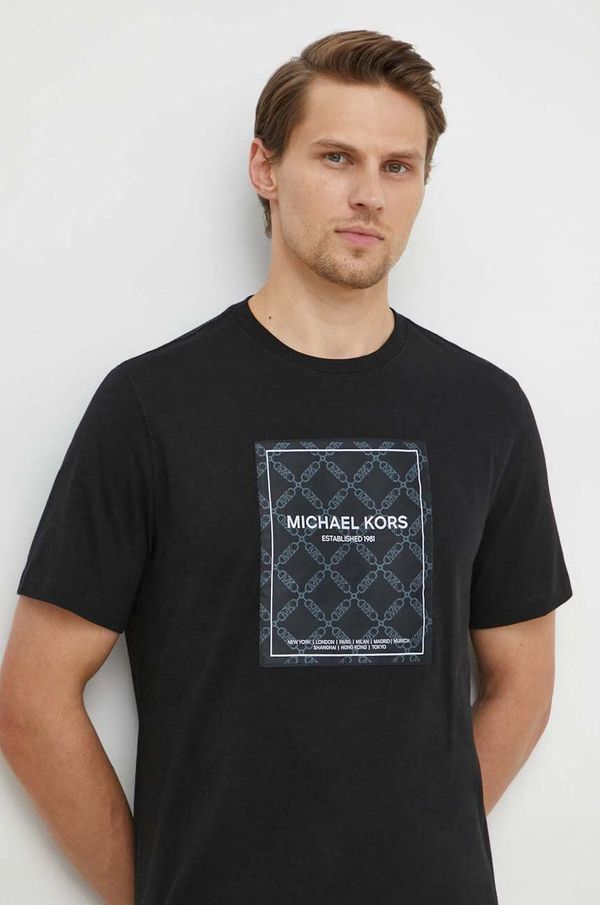 Michael Kors Bombažna kratka majica Michael Kors moški, črna barva
