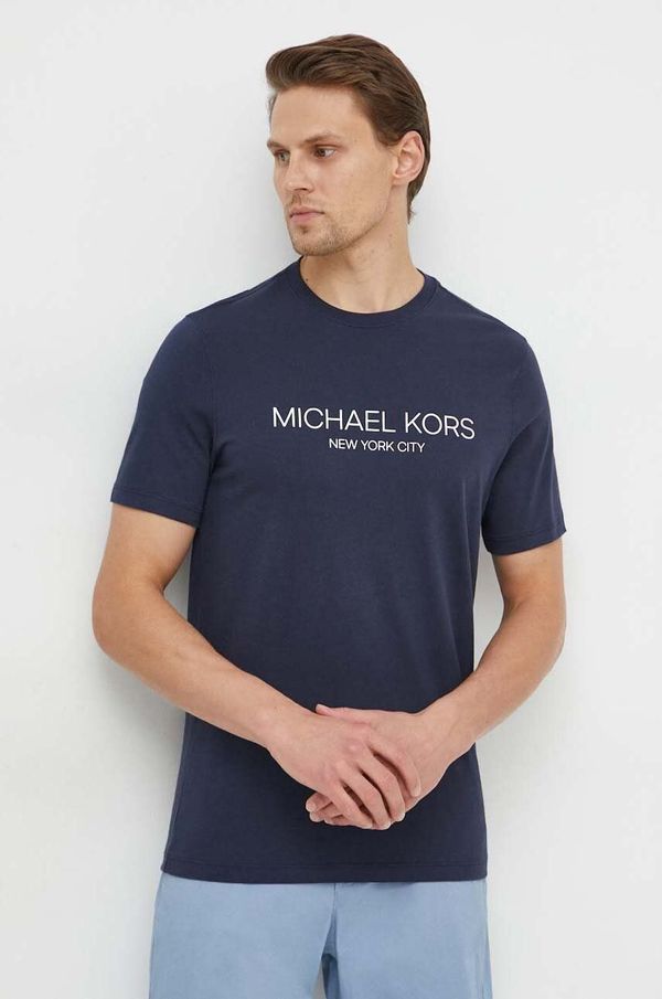 Michael Kors Bombažna kratka majica Michael Kors moški, mornarsko modra barva