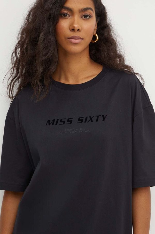 Miss Sixty Bombažna kratka majica Miss Sixty 6L2SJ2120000 SJ2120 T-SHIRT ženska, črna barva, 6L2SJ2120000