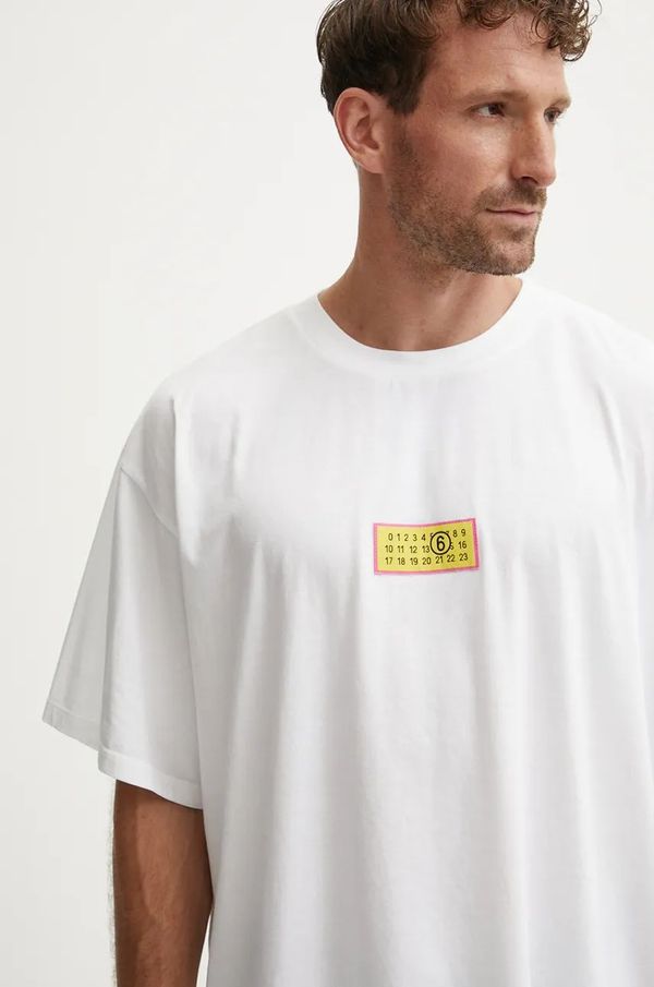 MM6 Maison Margiela Bombažna kratka majica MM6 Maison Margiela moška, bela barva, SH2GC0012.S23588