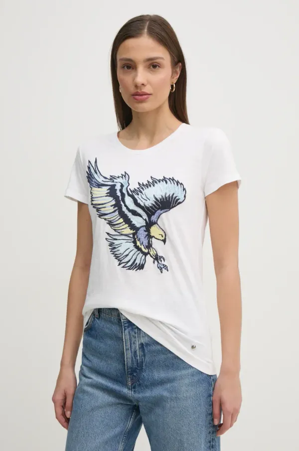 Mos Mosh Bombažna kratka majica Mos Mosh ženska, bela barva, 169900