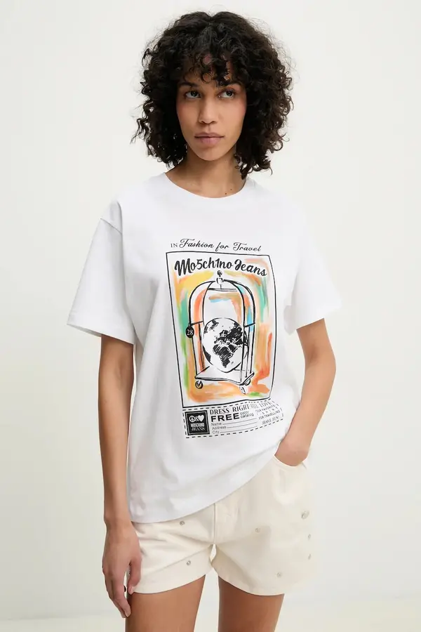 Moschino Jeans Bombažna kratka majica Moschino Jeans