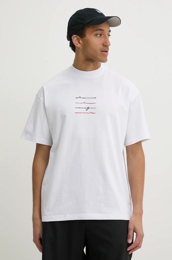 MSGM Bombažna kratka majica MSGM moška, bela barva, 3840MM108.257002