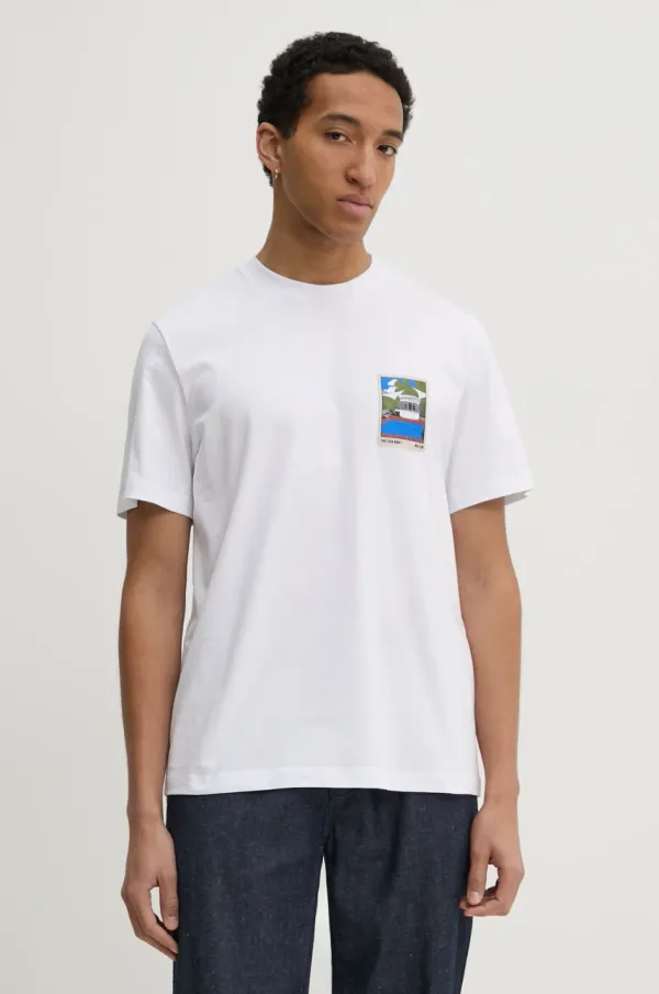 MSGM Bombažna kratka majica MSGM moška, bela barva, 3840MM136.257002