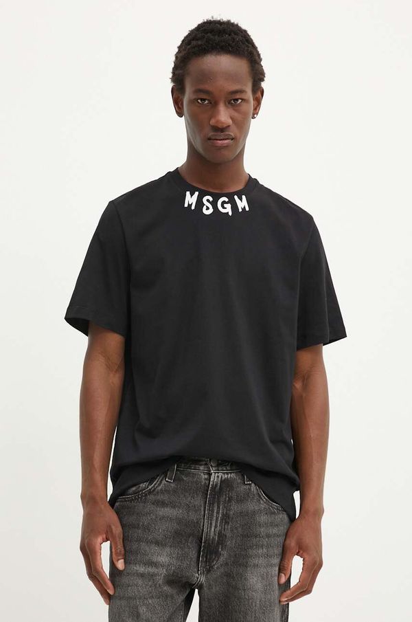 MSGM Bombažna kratka majica MSGM moška, črna barva, 3740MM102.247798