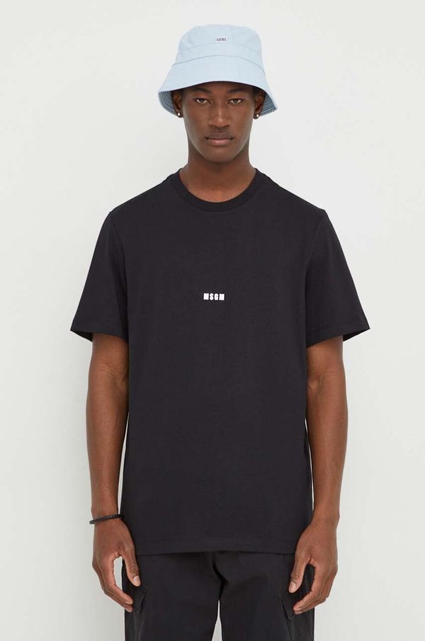 MSGM Bombažna kratka majica MSGM moški, črna barva