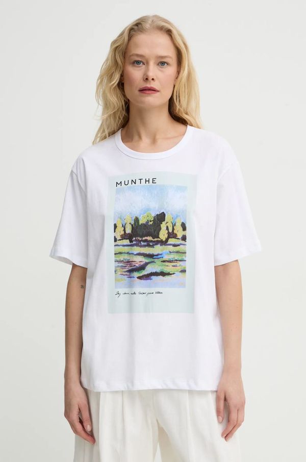 MUNTHE Bombažna kratka majica MUNTHE SILANE ženska, bela barva, 244110024460