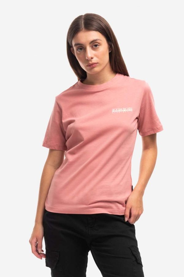 Napapijri Bombažna kratka majica Napapijri Koszulka Napapijri S-Chalk SS NA4GLA PB1 roza barva