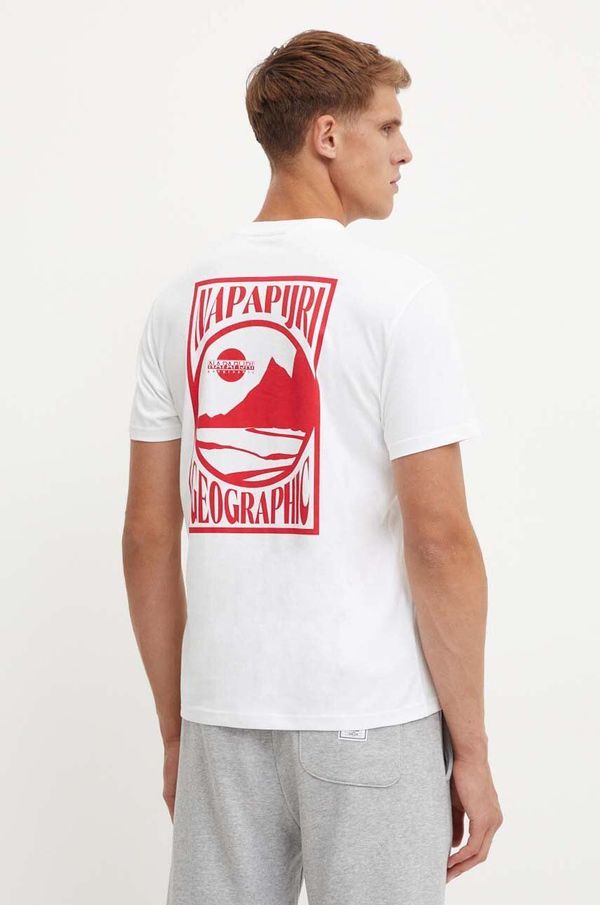 Napapijri Bombažna kratka majica Napapijri S-Mele moška, bela barva, NP0A4IN40021