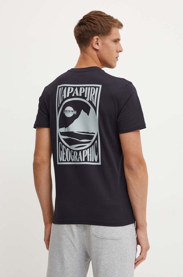 Napapijri Bombažna kratka majica Napapijri S-Mele moška, črna barva, NP0A4IN40411