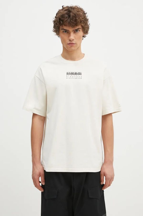 Napapijri Bombažna kratka majica Napapijri S-Premium Ss moška, bež barva, NP0A4I6QN1J1