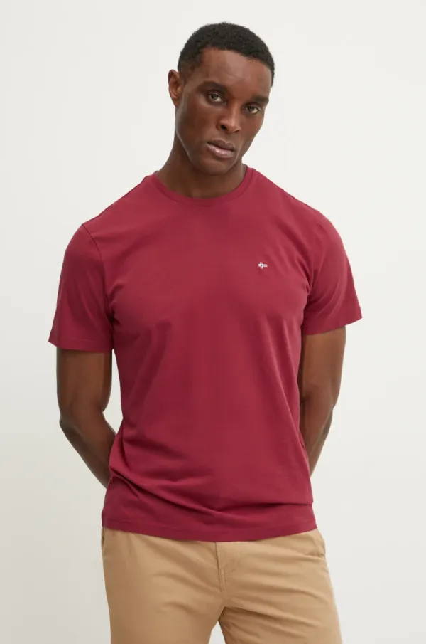 Napapijri Bombažna kratka majica Napapijri Salis moška, rdeča barva, NP0A4H8DR1E1