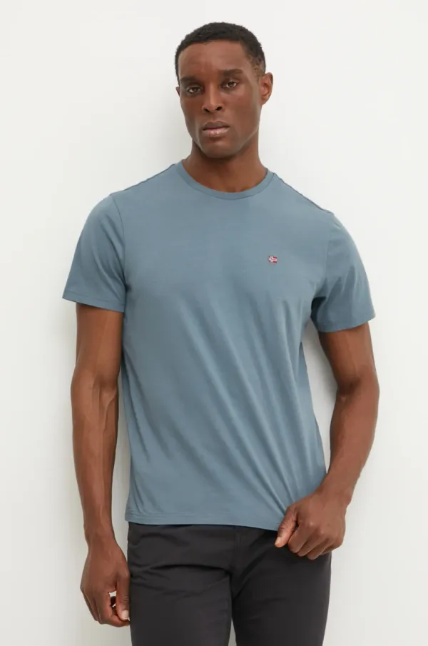 Napapijri Bombažna kratka majica Napapijri Salis moški, siva barva, NP0A4H8DG1Y1