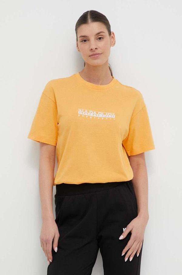 Napapijri Bombažna kratka majica Napapijri ženski, rumena barva