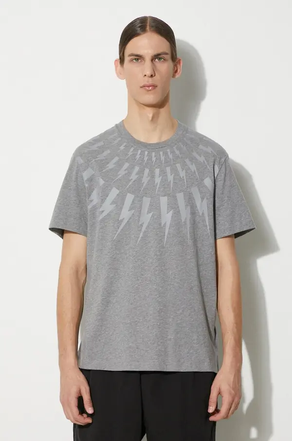 Neil Barrett Bombažna kratka majica Neil Barrett Fairisle Thunderbolt Slim
