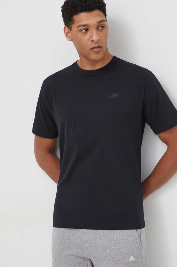 New Balance Bombažna kratka majica New Balance moški, črna barva