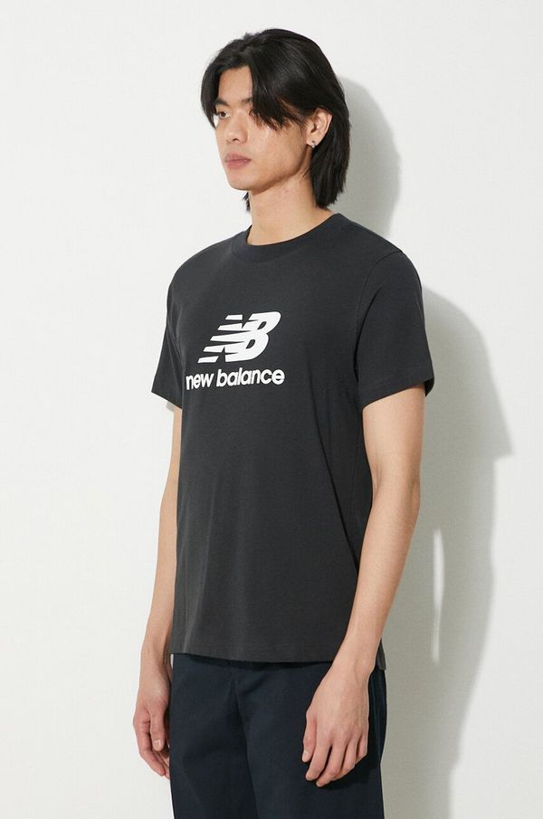 New Balance Bombažna kratka majica New Balance Sport Essentials moška, črna barva, MT41502BK