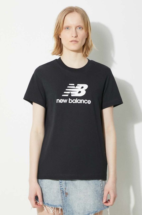 New Balance Bombažna kratka majica New Balance Sport Essentials ženska, črna barva, WT41502BK