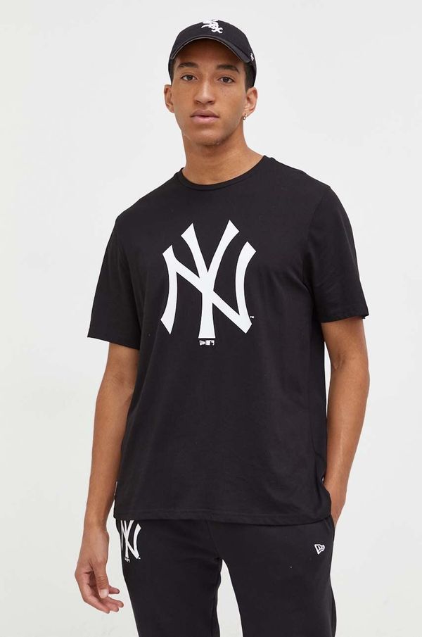 New Era Bombažna kratka majica New Era črna barva, NEW YORK YANKEES