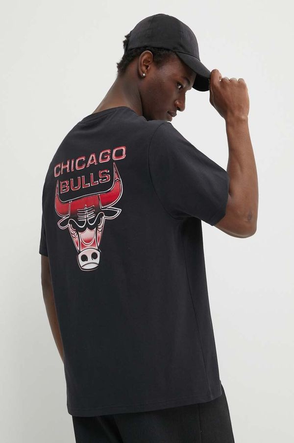 New Era Bombažna kratka majica New Era moška, črna barva, CHICAGO BULLS