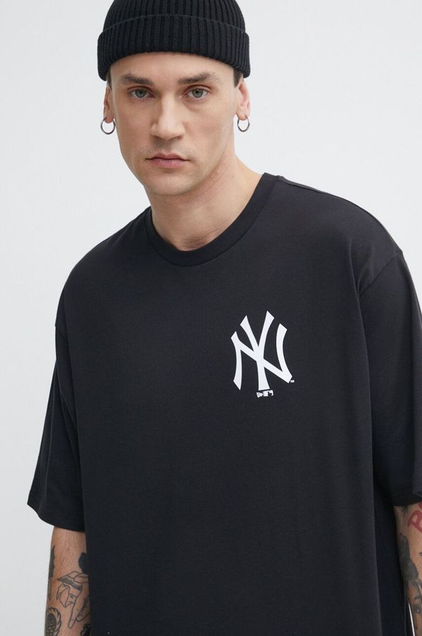 New Era Bombažna kratka majica New Era moška, črna barva, NEW YORK YANKEES