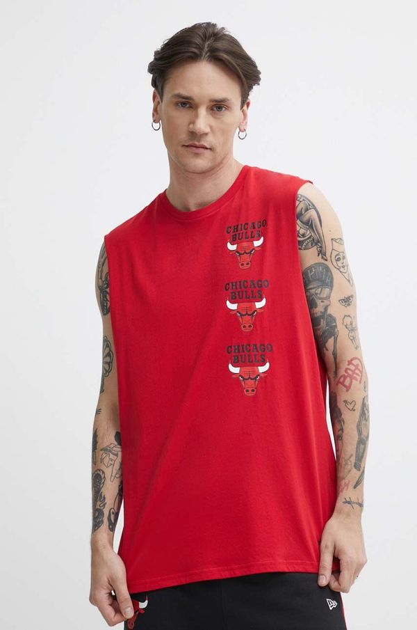 New Era Bombažna kratka majica New Era moška, rdeča barva, CHICAGO BULLS