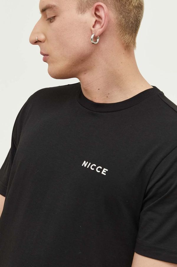 Nicce Bombažna kratka majica Nicce črna barva