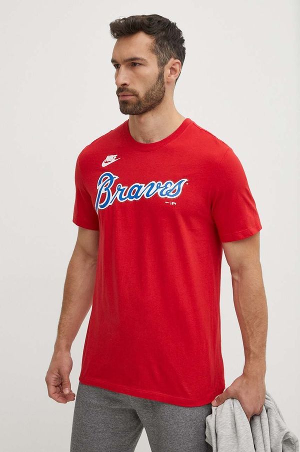 Nike Bombažna kratka majica Nike Atlanta Braves moška, rdeča barva