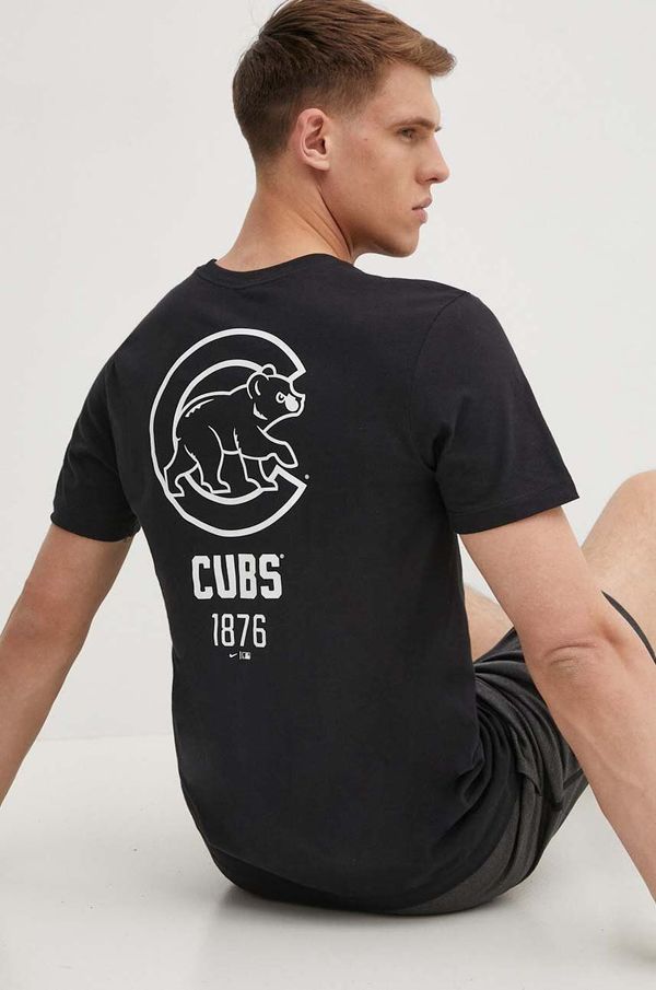 Nike Bombažna kratka majica Nike Chicago Cubs moška, črna barva