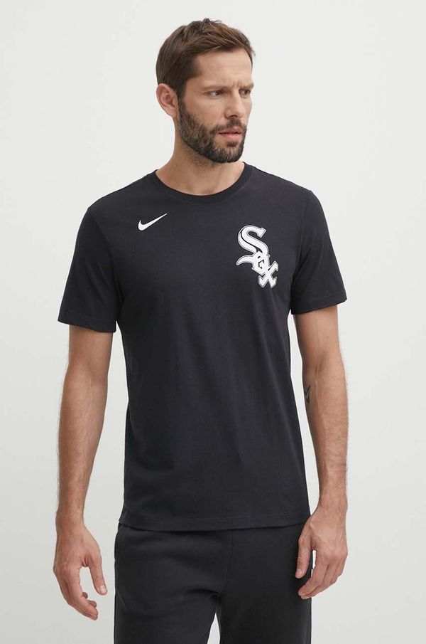 Nike Bombažna kratka majica Nike Chicago White Sox moška, črna barva